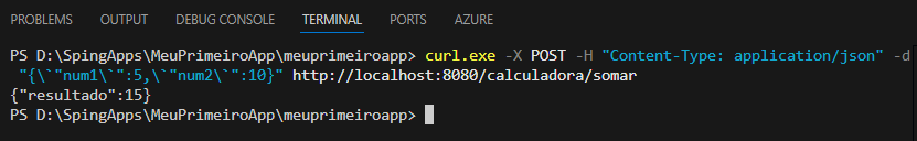 curl no Power Shell para testar métodos POST